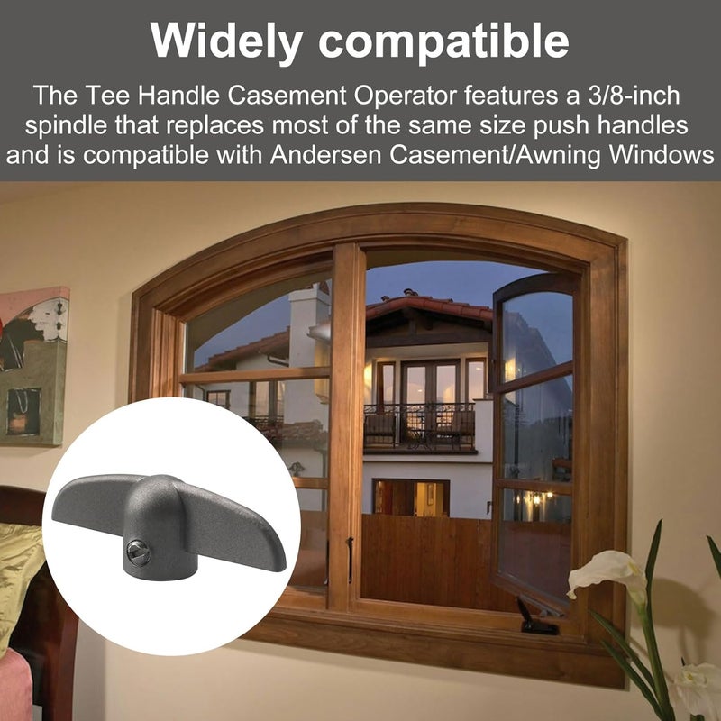 VIDABTE T-Handle Crank for Andersen Casement Windows, 3/8 in Tee Handle Casement Operator, Butterfly Wing Nut T-Handles (2 pcs) - Image 5